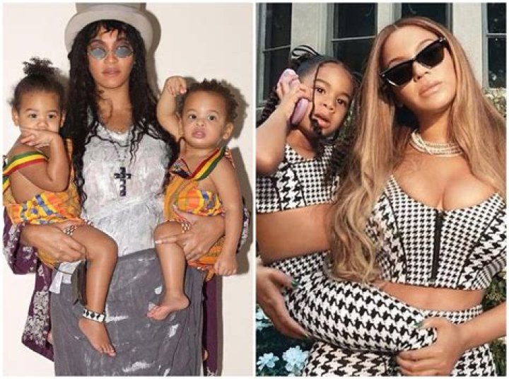 Beyonce dressed up like Lisa Bonet & posed with twins Rumi & Sir