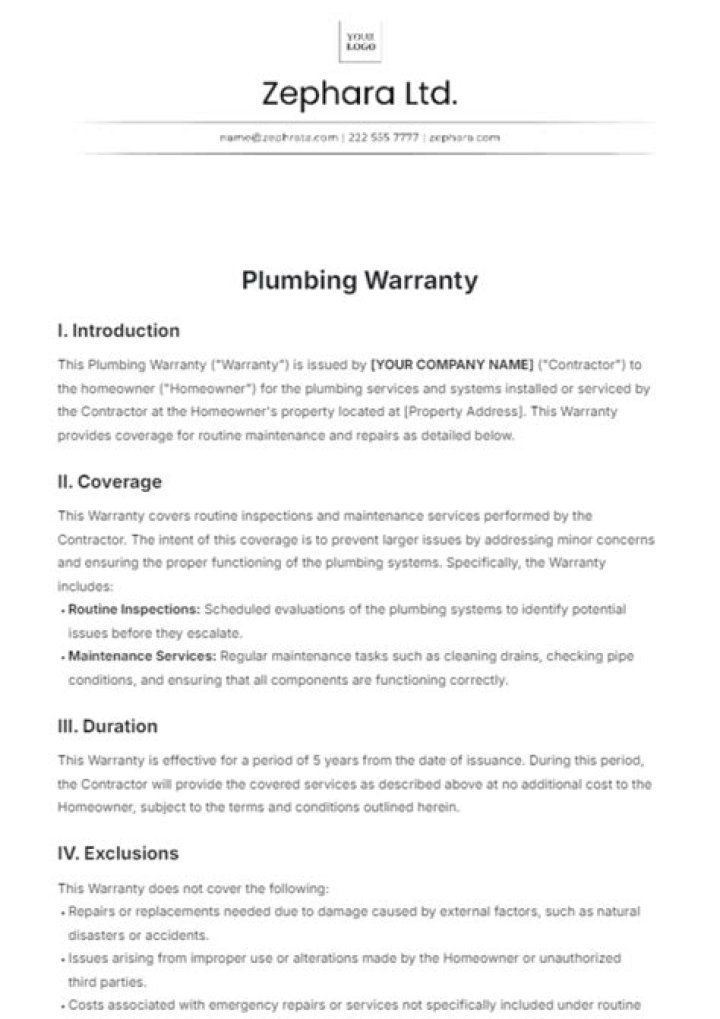 How long is plumbing warranty?